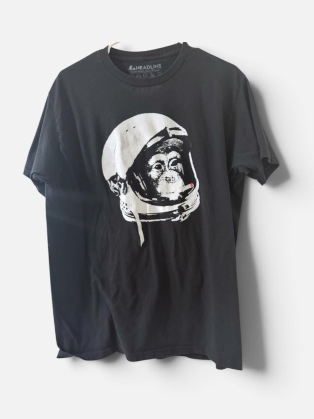 Headline Men's Black Graphic Tee with Astronaut Ape Print